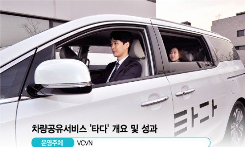 차량공유서비스 타다의 서비스 개요를 소개한 화면